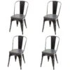 4x Chaises De Salle à Manger Cuisine Design Industriel En Métal Noir Assise Synthétique Gris 04_0000597 -Meubles Soldes Boutique chaise 21741013
