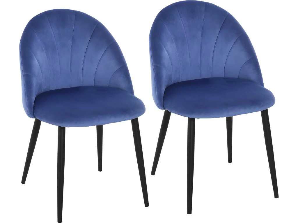 Lot De 2 Chaises Velours Art Déco BETTYSTOWN Bleues 3 Lot De 2 Chaises Velours Art Déco BETTYSTOWN Bleues
