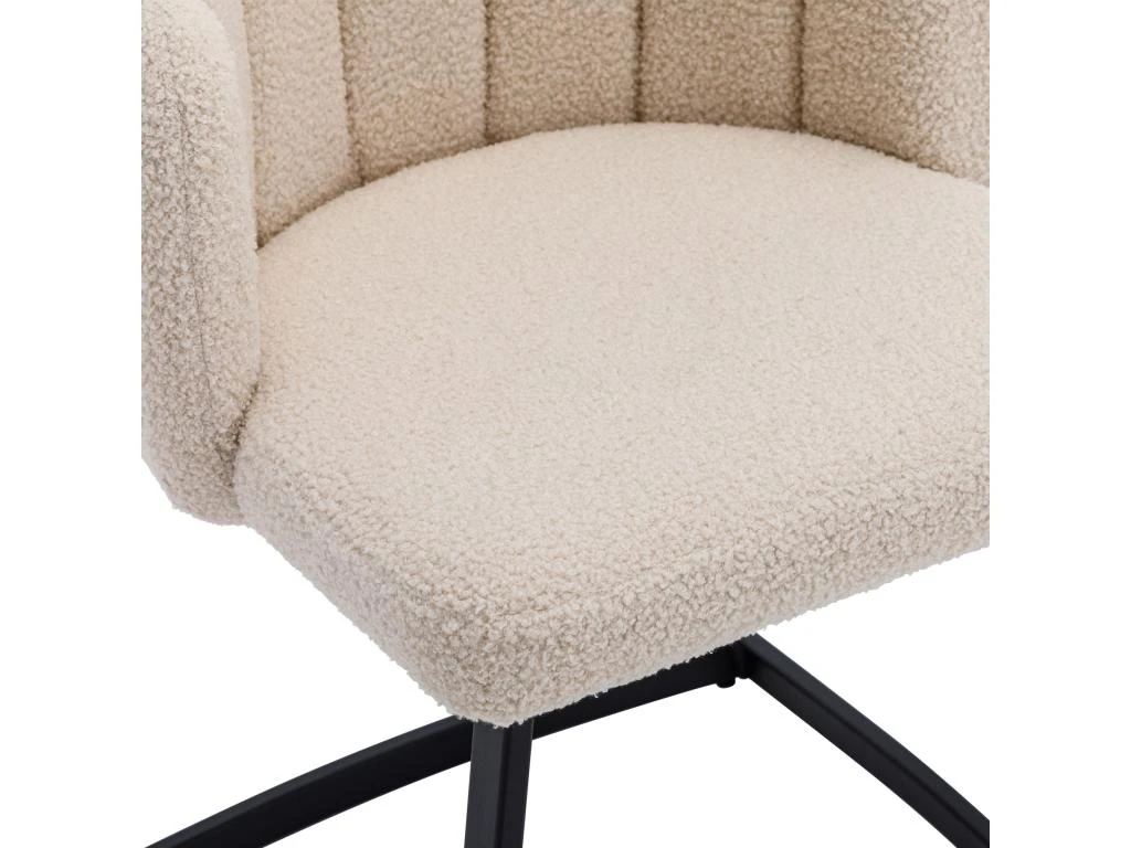 Lot De 2 Chaises Godole - Structure En L - Dossier En Forme De Pétale - Cachemire - Beige & Noir 9 Lot De 2 Chaises Godole - Structure En L - Dossier En Forme De Pétale - Cachemire - Beige & Noir – Image 7