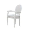 Rokoko/Amaretta Chaise De Salle à Manger Avec Accoudoirs, Blanc Antique, Tissu Beige Rayé.