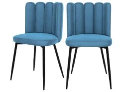 Chaise Rosy En Velours Bleu (lot De 2)