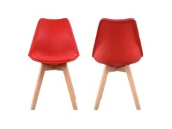 Lot De 4 Chaises Scandinaves NORA Rouge Avec Coussin - HAPPY GARDEN -Meubles Soldes Boutique chaise 22366445