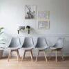 Lot De 4 Chaises Scandinaves NORA Grises Avec Coussin - HAPPY GARDEN
