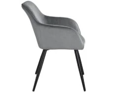 Lot De 4 Chaises Pieds Noir Siège De Salon Cuisine Salle à Manger Design élégant Velours Gris 08_0000076 -Meubles Soldes Boutique chaise 22732081