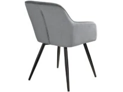 Lot De 4 Chaises Pieds Noir Siège De Salon Cuisine Salle à Manger Design élégant Velours Gris 08_0000076 -Meubles Soldes Boutique chaise 22732083