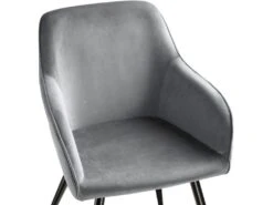 Lot De 4 Chaises Pieds Noir Siège De Salon Cuisine Salle à Manger Design élégant Velours Gris 08_0000076 -Meubles Soldes Boutique chaise 22732085