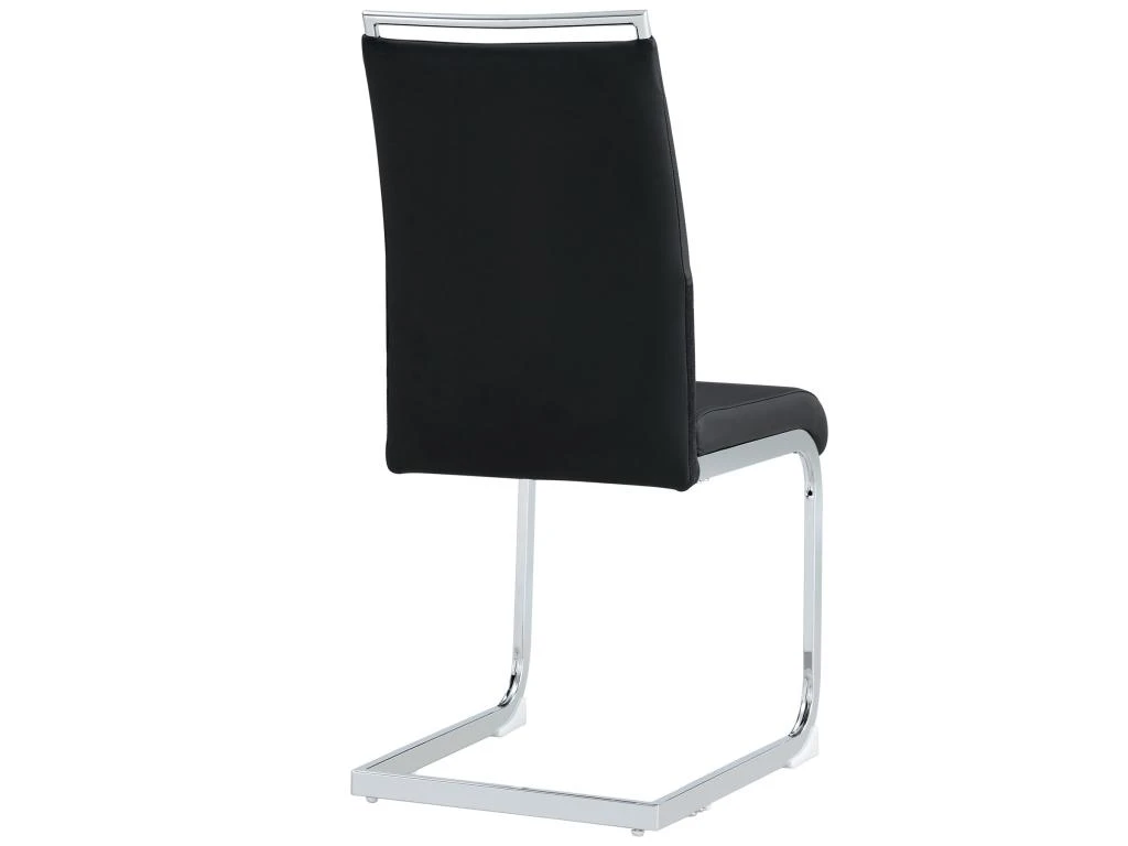 Lot De 6 Chaises De Salle à Manger - Dossier En Similicuir Et Lin - Noir 5 Lot De 6 Chaises De Salle à Manger - Dossier En Similicuir Et Lin - Noir – Image 3