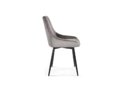 Chaise MICRA Velours Gris, Dimensions: H86 X L49 X P61 Cm, Idéal Pour Un Salon De Prestige