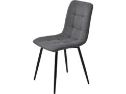 Lot De 4 Chaises De Salle à Manger - Structure En Métal - Tissu En Velours - Gris Clair -Meubles Soldes Boutique chaise 22860745