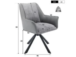 Lot De 2 Chaises En Velours Et Similicuir - Pieds En Métal - Gris -Meubles Soldes Boutique chaise 22935355