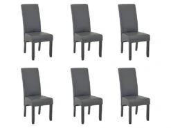 Lot De 6 Chaises ROVIGO - Simili Gris Mat - Pieds Bois Noir 17 Lot De 6 Chaises ROVIGO - Simili Gris Mat - Pieds Bois Noir -Meubles Soldes Boutique chaise 268795