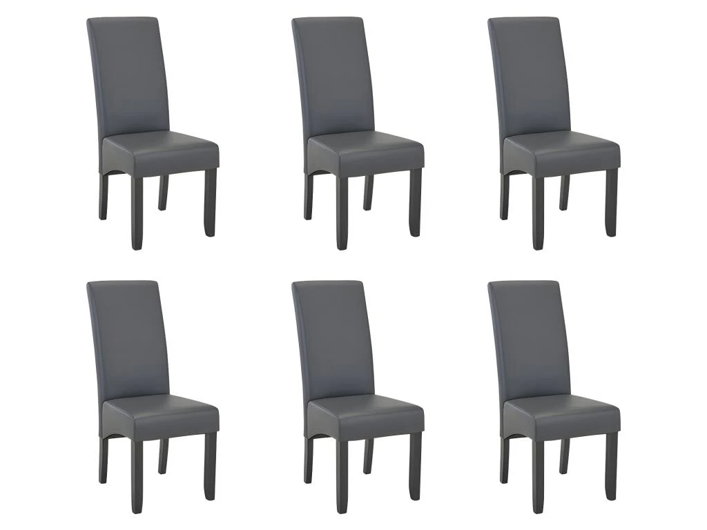 Lot De 6 Chaises ROVIGO - Simili Gris Mat - Pieds Bois Noir 10 Lot De 6 Chaises ROVIGO - Simili Gris Mat - Pieds Bois Noir – Image 8