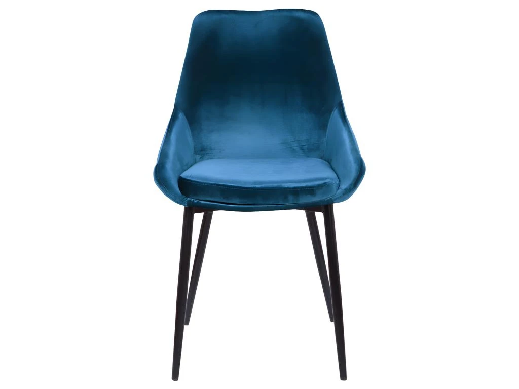 Lot De 2 Chaises - Velours Et Métal Noir - Bleu Nuit - MASURIE 4 Lot De 2 Chaises - Velours Et Métal Noir - Bleu Nuit - MASURIE – Image 2