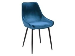 Lot De 2 Chaises - Velours Et Métal Noir - Bleu Nuit - MASURIE 10 Lot De 2 Chaises - Velours Et Métal Noir - Bleu Nuit - MASURIE -Meubles Soldes Boutique chaise 282807