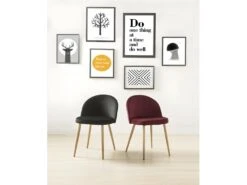 Lot De 2 Chaises LILLY - Velours - Noir -Meubles Soldes Boutique chaise 331049