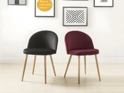 Lot De 2 Chaises LILLY - Velours - Noir -Meubles Soldes Boutique chaise 331051
