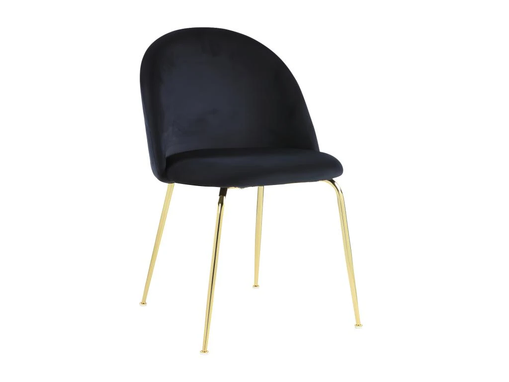 Lot De 6 Chaises - Velours Et Métal Doré - Noir - MELBOURNE 10 Lot De 6 Chaises - Velours Et Métal Doré - Noir - MELBOURNE – Image 8