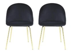 Lot De 2 Chaises - Velours Et Métal Doré - Noir - MELBOURNE -Meubles Soldes Boutique chaise 404407