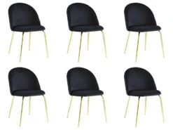 Lot De 6 Chaises - Velours Et Métal Doré - Noir - MELBOURNE 14 Lot De 6 Chaises - Velours Et Métal Doré - Noir - MELBOURNE -Meubles Soldes Boutique chaise 404409