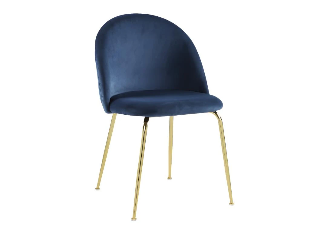 Lot De 6 Chaises - Velours Et Métal Doré - Bleu - MELBOURNE 7 Lot De 6 Chaises - Velours Et Métal Doré - Bleu - MELBOURNE – Image 5