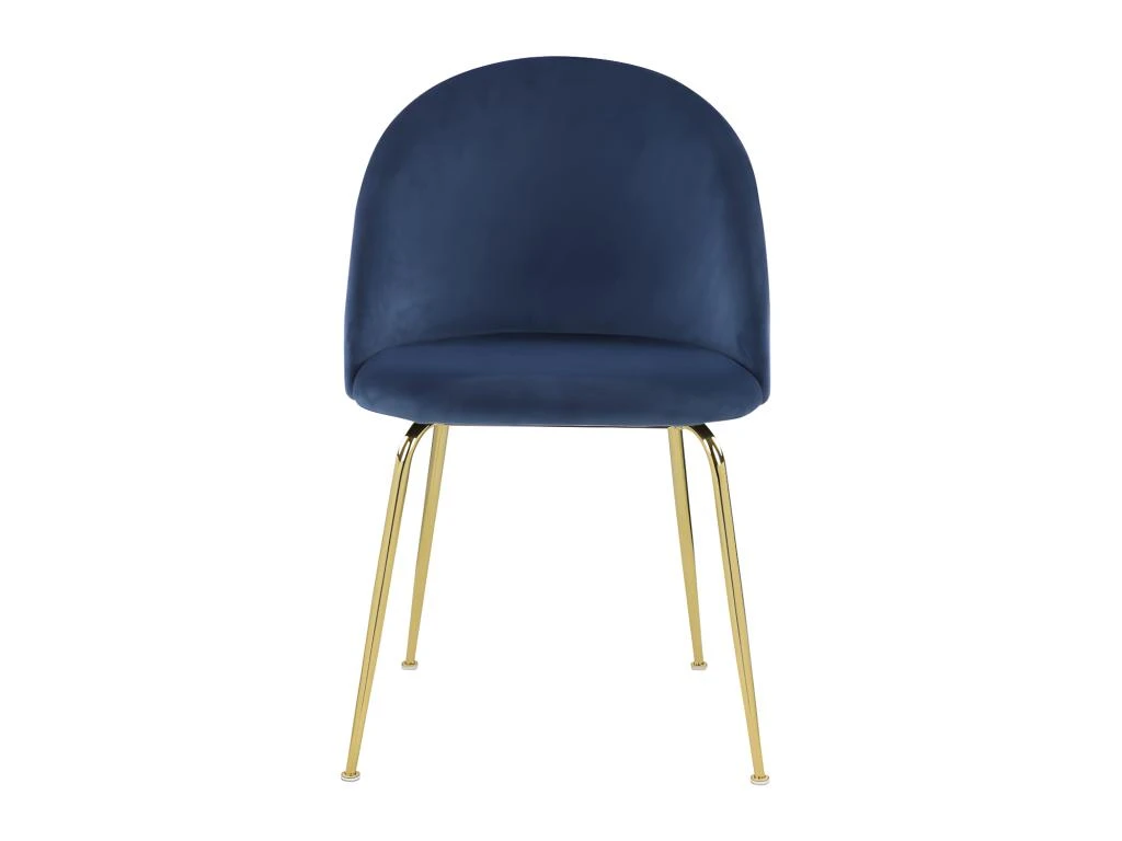 Lot De 6 Chaises - Velours Et Métal Doré - Bleu - MELBOURNE 5 Lot De 6 Chaises - Velours Et Métal Doré - Bleu - MELBOURNE – Image 3