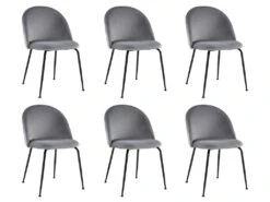 Lot De 6 Chaises - Velours Et Métal Noir Mat - Gris - MELBOURNE -Meubles Soldes Boutique chaise 407385