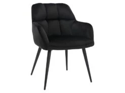 Lot De 6 Chaises Avec Accoudoirs - Velours Et Métal - Noir - PEGA -Meubles Soldes Boutique chaise 431151