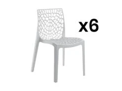 Lot De 6 Chaises Empilables DIADEME - Polypropylène - Blanc Dolomite