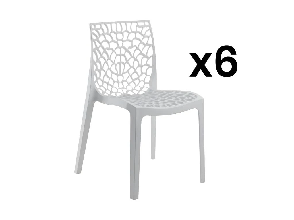 Lot De 6 Chaises Empilables DIADEME - Polypropylène - Blanc Dolomite 3 Lot De 6 Chaises Empilables DIADEME - Polypropylène - Blanc Dolomite