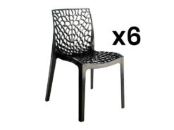 Lot De 6 Chaises Empilables DIADEME - Polypropylène - Gris Anthracite