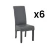 Lot De 6 Chaises ROVIGO - Simili Gris Mat - Pieds Bois Noir -Meubles Soldes Boutique chaise 452651