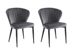 Lot De 2 Chaises CRUSTI - Velours Et Métal - Gris