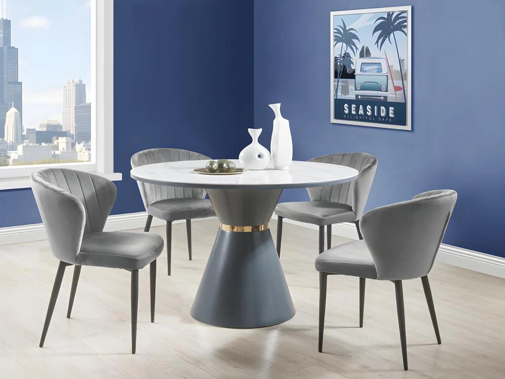 Lot De 2 Chaises CRUSTI - Velours Et Métal - Gris 4 Lot De 2 Chaises CRUSTI - Velours Et Métal - Gris – Image 2