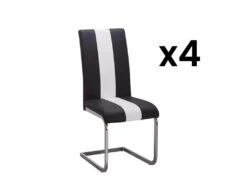 Lot De 4 Chaises En Simili TRINITY De Pascal MORABITO - Simili - Noir & Blanc