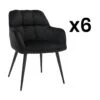 Lot De 6 Chaises Avec Accoudoirs - Velours Et Métal - Noir - PEGA