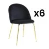 Lot De 6 Chaises - Velours Et Métal Doré - Noir - MELBOURNE -Meubles Soldes Boutique chaise 491799