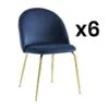 Lot De 6 Chaises - Velours Et Métal Doré - Bleu - MELBOURNE 2 Lot De 6 Chaises - Velours Et Métal Doré - Bleu - MELBOURNE -Meubles Soldes Boutique chaise 491801