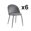 Lot De 6 Chaises - Velours Et Métal Noir Mat - Gris - MELBOURNE -Meubles Soldes Boutique chaise 491807