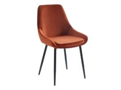 Lot De 6 Chaises - Velours Et Métal Noir - Terracotta - MASURIE 14 Lot De 6 Chaises - Velours Et Métal Noir - Terracotta - MASURIE -Meubles Soldes Boutique chaise 497735