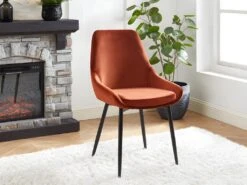 Lot De 6 Chaises - Velours Et Métal Noir - Terracotta - MASURIE 12 Lot De 6 Chaises - Velours Et Métal Noir - Terracotta - MASURIE -Meubles Soldes Boutique chaise 497739