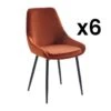 Lot De 6 Chaises - Velours Et Métal Noir - Terracotta - MASURIE -Meubles Soldes Boutique chaise 497743