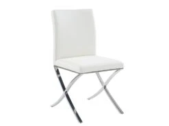 Lot De 2 Chaises - Simili Et Acier Inoxydable - Blanc - CALY -Meubles Soldes Boutique chaise 497807