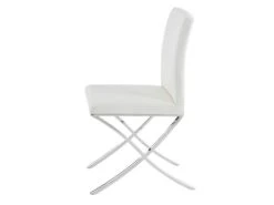 Lot De 2 Chaises - Simili Et Acier Inoxydable - Blanc - CALY -Meubles Soldes Boutique chaise 497811