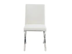 Lot De 2 Chaises - Simili Et Acier Inoxydable - Blanc - CALY -Meubles Soldes Boutique chaise 497813