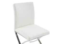 Lot De 2 Chaises - Simili Et Acier Inoxydable - Blanc - CALY -Meubles Soldes Boutique chaise 497815