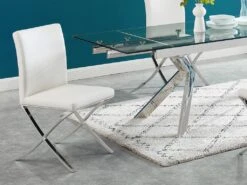 Lot De 2 Chaises - Simili Et Acier Inoxydable - Blanc - CALY -Meubles Soldes Boutique chaise 497819