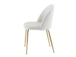 Lot De 2 Chaises - Tissu Bouclette Et Métal Doré - Blanc - MELBOURNE -Meubles Soldes Boutique chaise 6603073