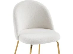 Lot De 2 Chaises - Tissu Bouclette Et Métal Doré - Blanc - MELBOURNE -Meubles Soldes Boutique chaise 6603077