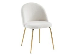 Lot De 2 Chaises - Tissu Bouclette Et Métal Doré - Blanc - MELBOURNE -Meubles Soldes Boutique chaise 6603079