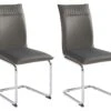 Lot De 2 Chaises En Velours Et Métal Chromé - Gris - OMANIANE -Meubles Soldes Boutique chaise 6950883